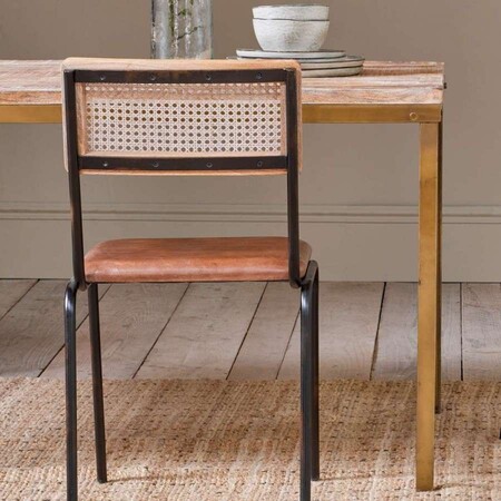 Iswa Tan Leather and Rattan Dining Chair from Accessories for the Home 2