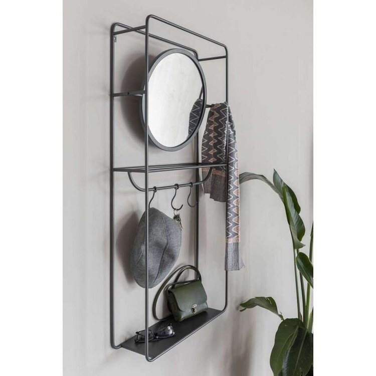 Duco Wall Rack With Mirror from Accessories for the Home Duco Wall Rack With Mirror from Accessories for the Home