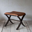 Narwana Ribbed Leather Footstool from Accessories for the Home