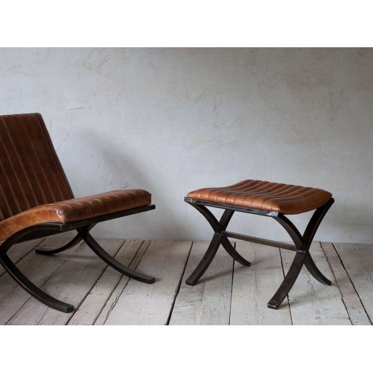 Narwana Ribbed Leather Footstool from Accessories for the Home Narwana Ribbed Leather Footstool from Accessories for the Home