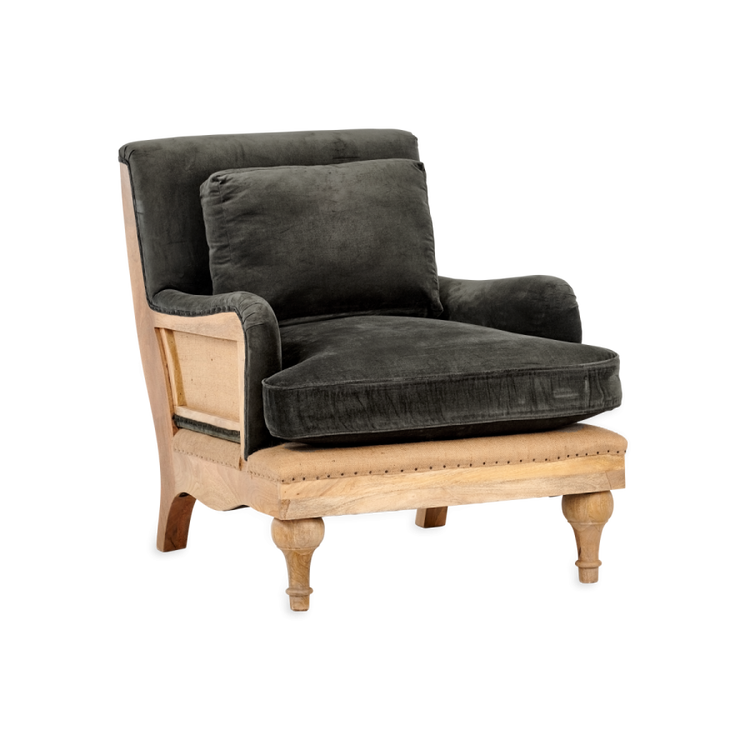 Abe Deconstructed Velvet Armchair in Moss Green from Accessories for the Home
