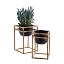 Madam Stoltz Set of 2 Bamboo & Iron Plant Stands from Accessories for the Home
