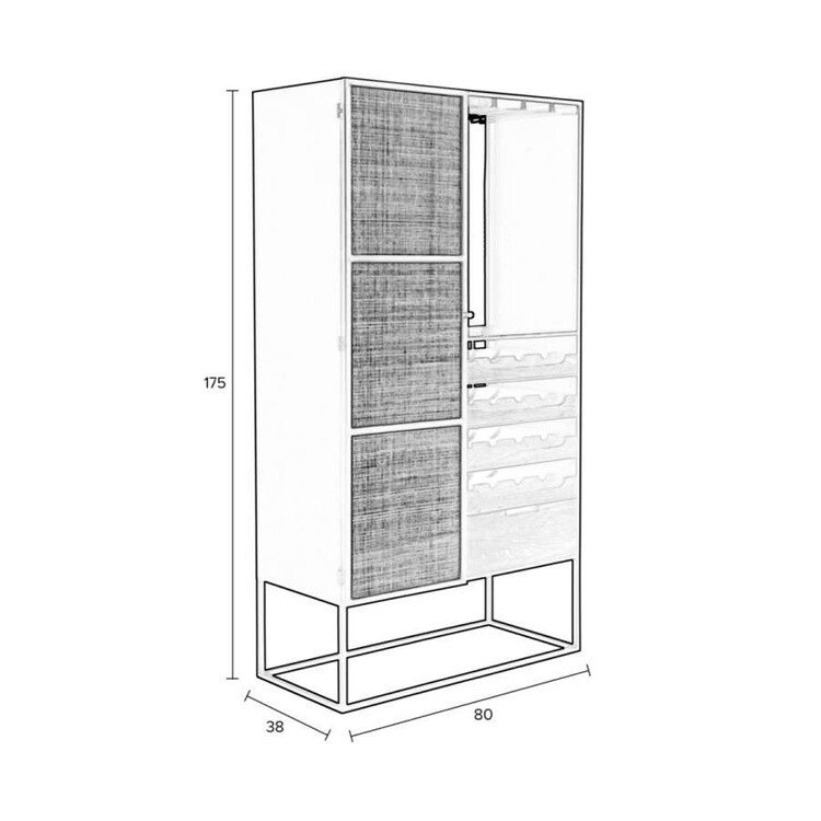 Guuji Rattan & Iron High Wine Cabinet from Accessories for the Home