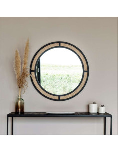 Aida Round Mirror with Rattan Frame from Accessories for the Home
