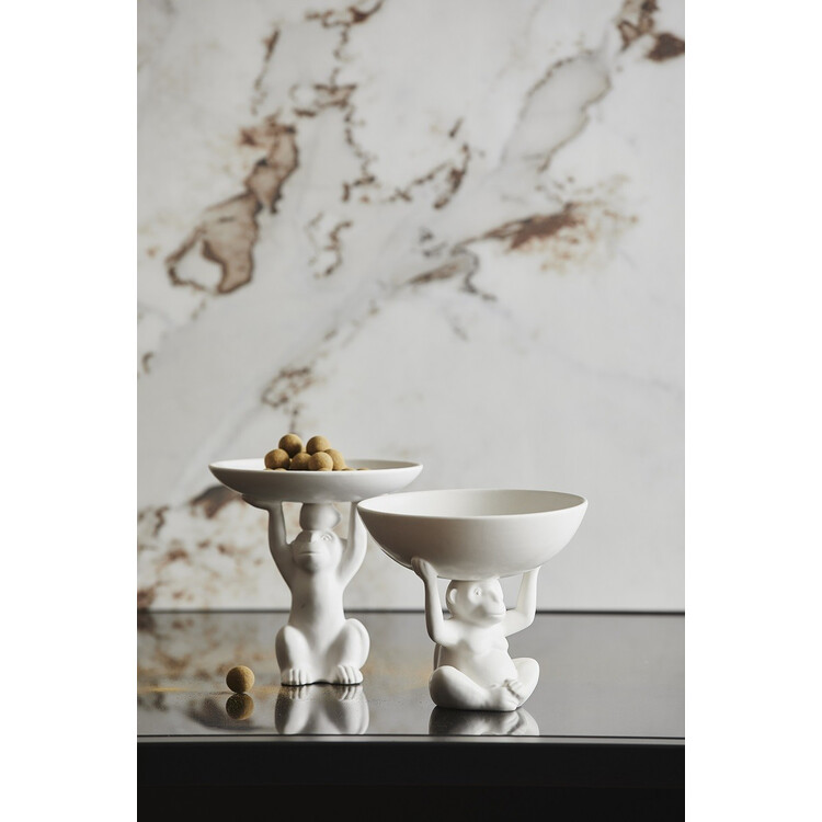 Nordal CICELY White Ceramic Feet Cake Stand