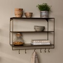 Meghana Brass Wall Shelf with Hooks from Accessories for the Home