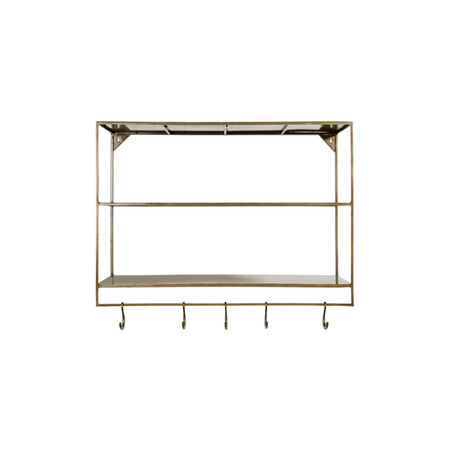 Meghana Brass Wall Shelf with Hooks from Accessories for the Home 2