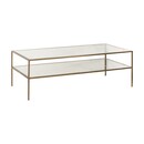 Nakuru Brass and Glass Rectangular Coffee Table from Accessories for the Home shown slightly from the side.