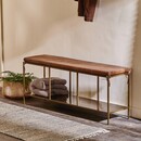 Mahi Brass & Tan Leather Bench from Accessories for the Home