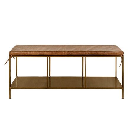 Mahi Brass & Tan Leather Bench from Accessories for the Home 2
