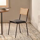 Iswa Black Leather and Rattan Dining Chair from Accessories for the Home