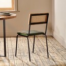 Iswa Green Leather and Rattan Dining Chair from Accessories for the Home