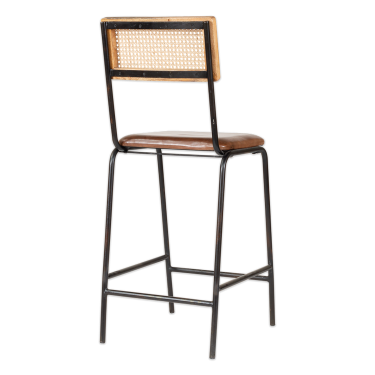 Iswa Tan Leather and Rattan Counter Stool from Accessories for the Home