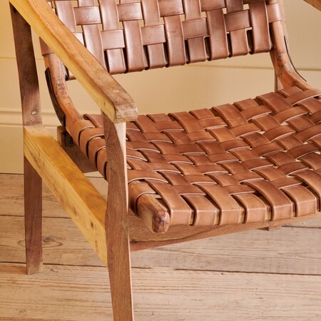 Leather on sale woven armchair