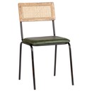 Iswa Green Leather and Rattan Dining Chair from Accessories for the Home