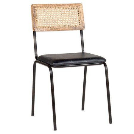 Iswa Black Leather and Rattan Dining Chair from Accessories for the Home 2