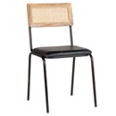 Iswa Black Leather and Rattan Dining Chair from Accessories for the Home