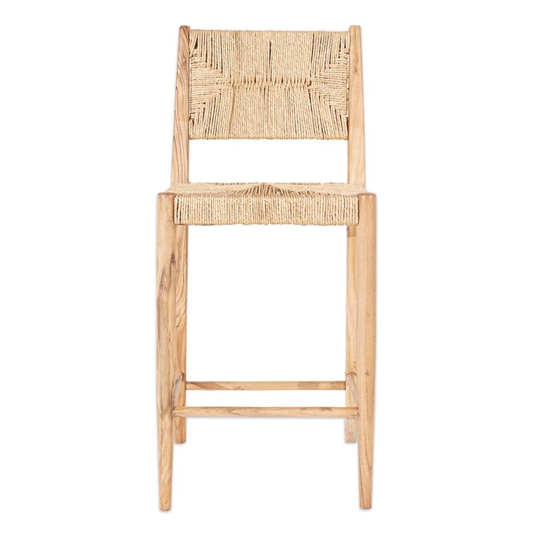 Lohanda Natural Acacia Wood and Grass Counter Stool from Accessories for the Home