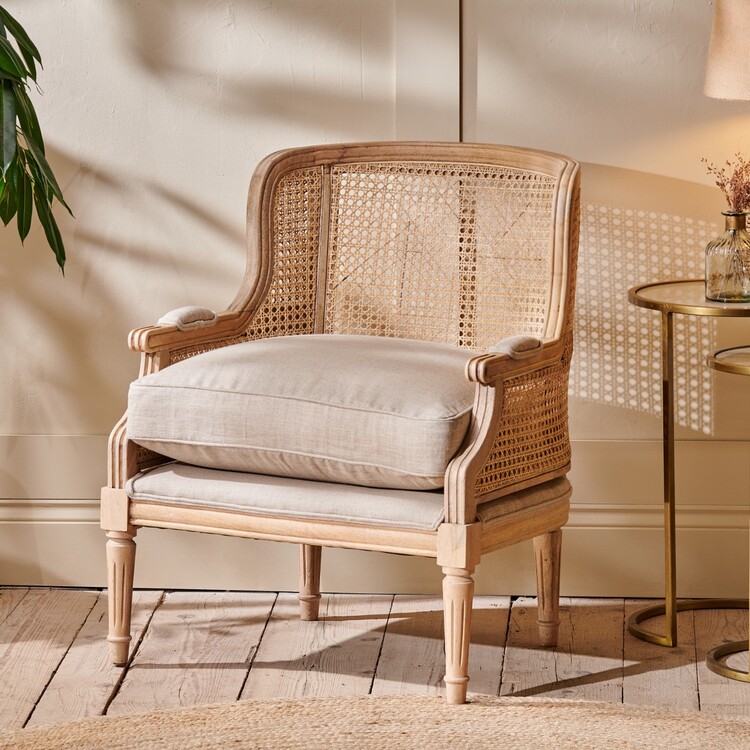 Kaziria Cane and Linen Armchair - Natural from Accessories for the Home