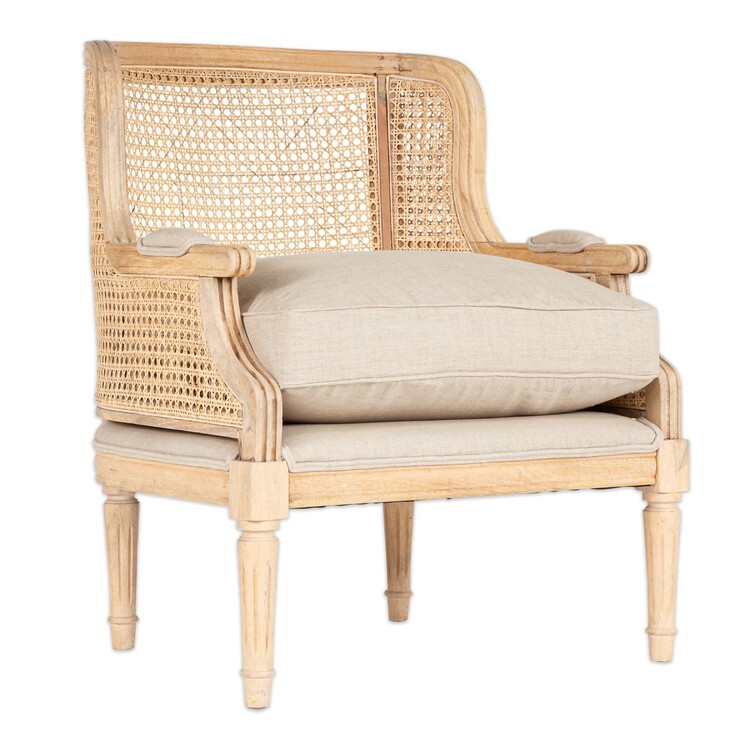 Kaziria Cane and Linen Armchair - Natural from Accessories for the Home