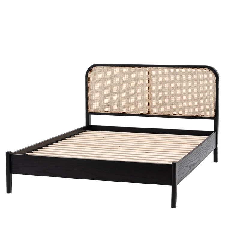 Stella Black Wood and Rattan Bed - Double or Kingsize from Accessories for the Home