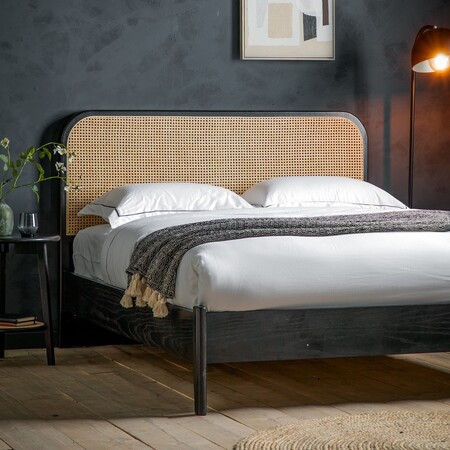 Stella Black Wood and Rattan Bed - Double or Kingsize from Accessories for the Home 2
