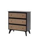 Stella Black Wood and Rattan Chest of Drawers from Accessories for the Home