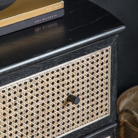 Stella Black Wood and Rattan Chest of Drawers from Accessories for the Home 2
