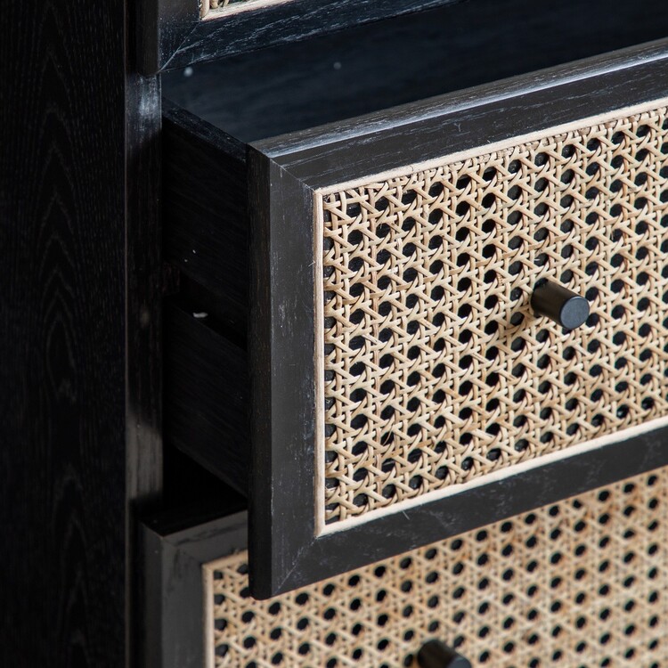 Stella Black Wood and Rattan Chest of Drawers from Accessories for the Home Stella Black Wood and Rattan Chest of Drawers from Accessories for the Home