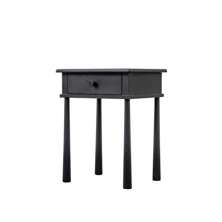 Laholm Black Oak Bedside Table with Drawer from Accessories for the Home