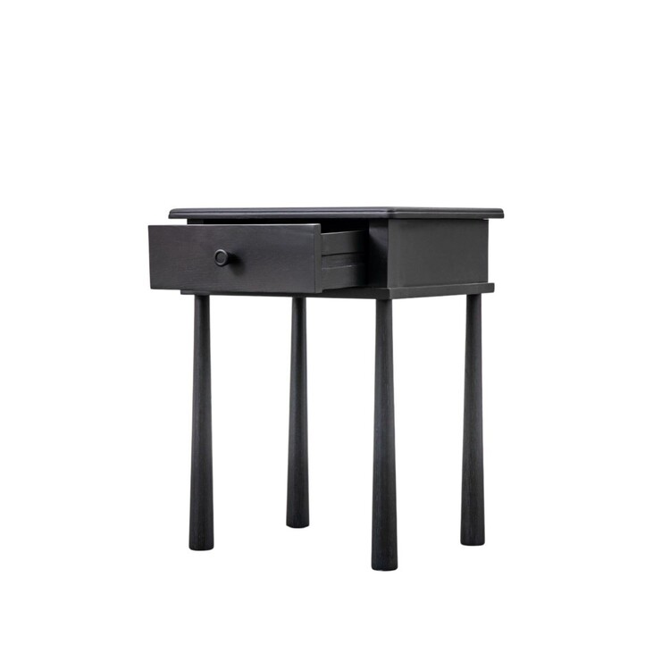 Laholm Black Oak Bedside Table with Drawer from Accessories for the Home