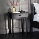 Laholm Black Oak Bedside Table with Drawer from Accessories for the Home