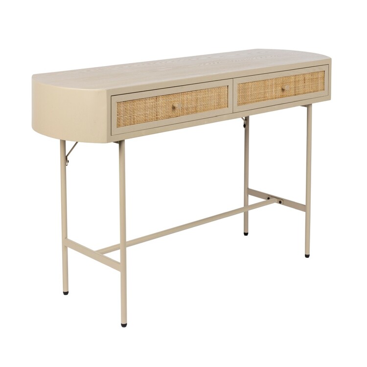 Amaya Rattan & Iron 2 Drawer Console Table from Accessories for the Home Amaya Rattan & Iron 2 Drawer Console Table from Accessories for the Home