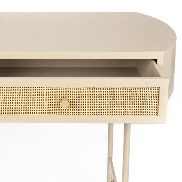 Amaya Rattan & Iron 2 Drawer Console Table from Accessories for the Home Amaya Rattan & Iron 2 Drawer Console Table from Accessories for the Home