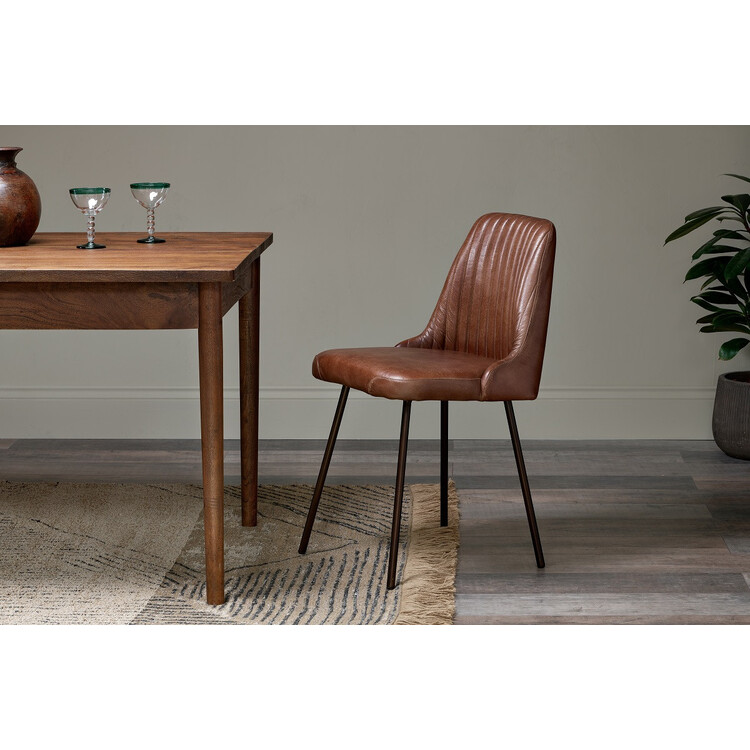 Harsha Chocolate Brown Leather Dining Chair from Accessories for the Home