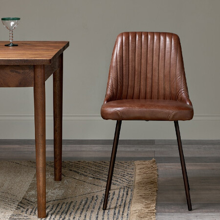 Harsha Chocolate Brown Leather Dining Chair from Accessories for the Home 2