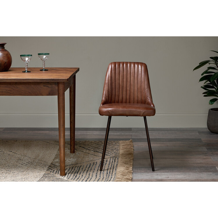 Harsha Chocolate Brown Leather Dining Chair from Accessories for the Home