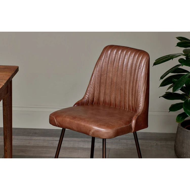Harsha Chocolate Brown Leather Dining Chair from Accessories for the Home