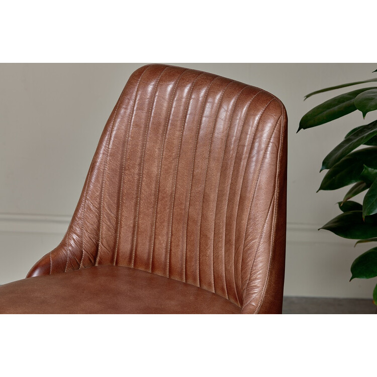 Harsha Chocolate Brown Leather Dining Chair from Accessories for the Home
