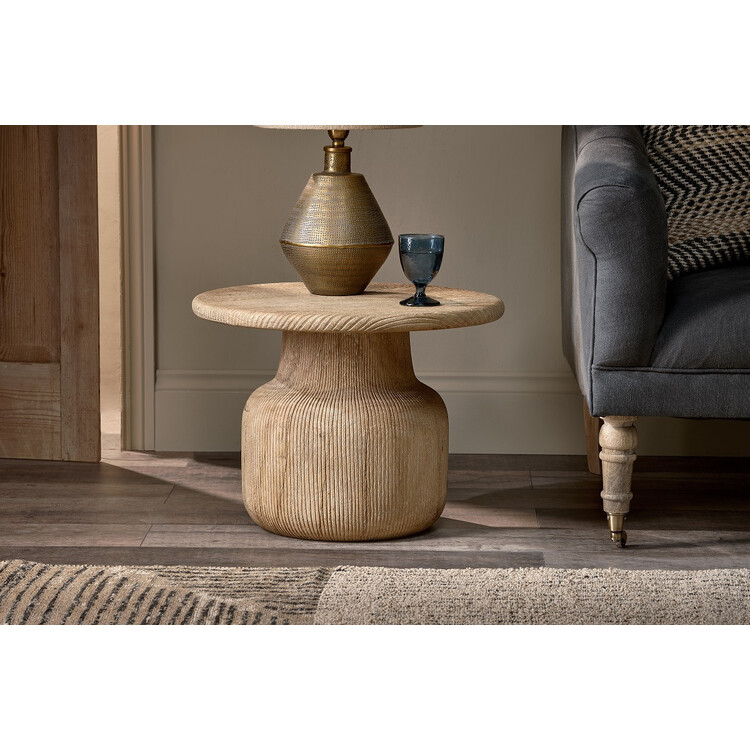 Vivan Grooved Mango Wood Side Table from Accessories for the Home