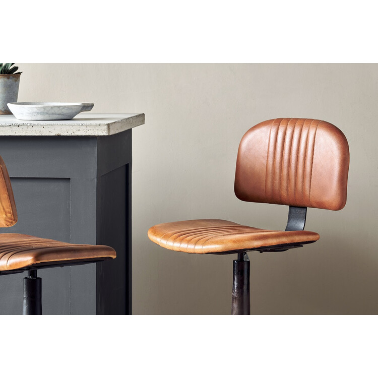 Narwana Leather & Iron Bar Chair- Aged Tan from Accessories for the Home Narwana Leather & Iron Bar Chair- Aged Tan from Accessories for the Home