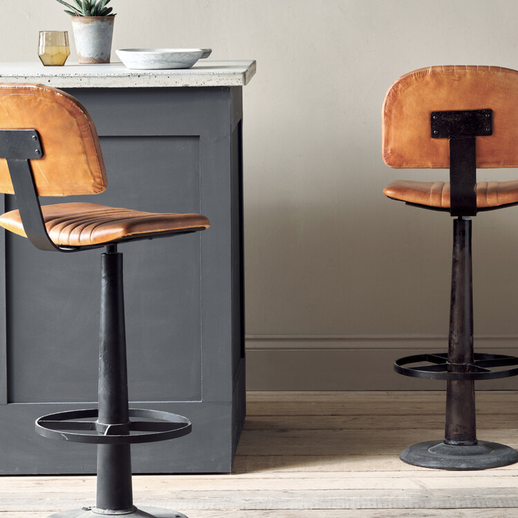 Narwana Leather & Iron Bar Chair- Aged Tan from Accessories for the Home Narwana Leather & Iron Bar Chair- Aged Tan from Accessories for the Home