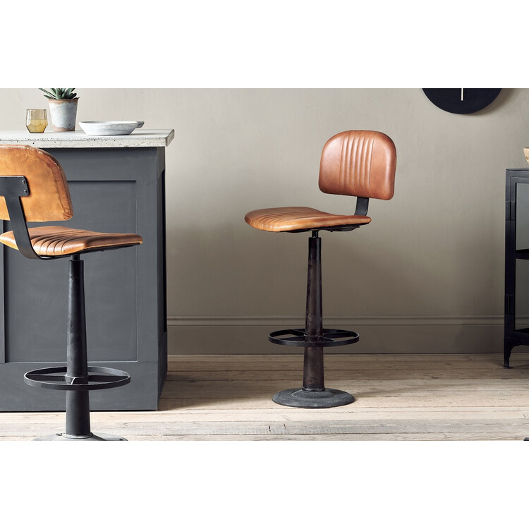 Narwana Leather & Iron Bar Chair- Aged Tan from Accessories for the Home Narwana Leather & Iron Bar Chair- Aged Tan from Accessories for the Home