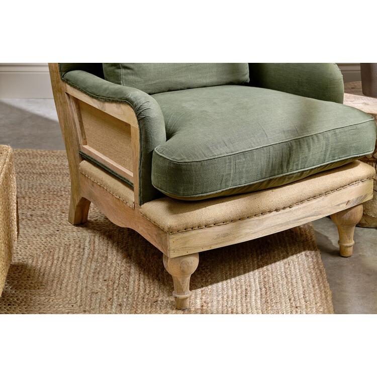 Abe Deconstructed Linen Armchair in Olive from Accessories for the Home