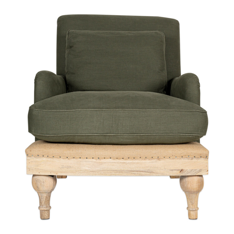 Abe Deconstructed Linen Armchair in Olive from Accessories for the Home