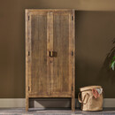 Mango wood wardrobe tall cabinet with reeded doors