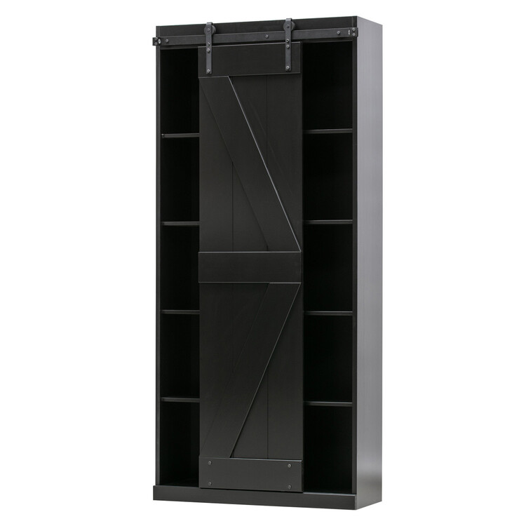 Highland black cabinet with sliding deals doors