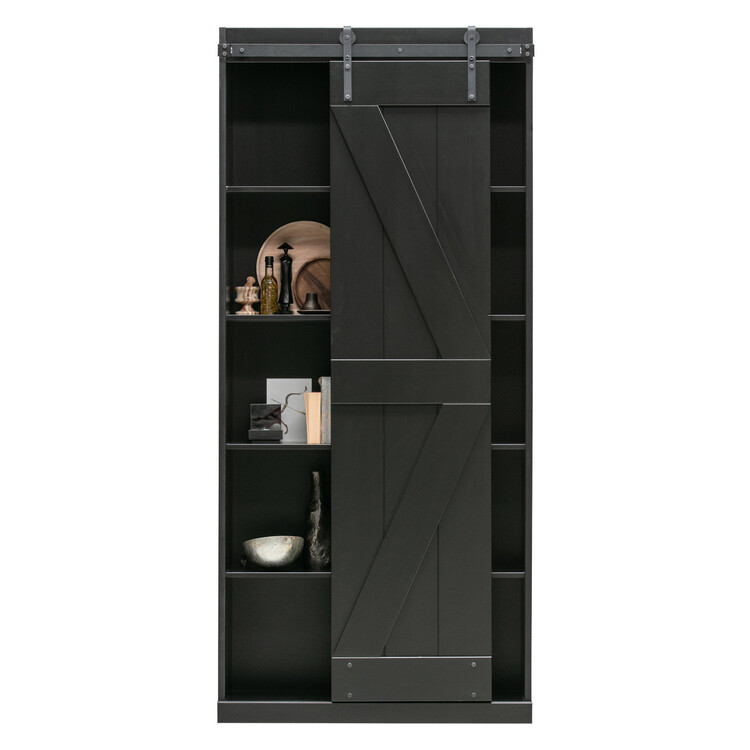 Black cabinet deals with sliding doors