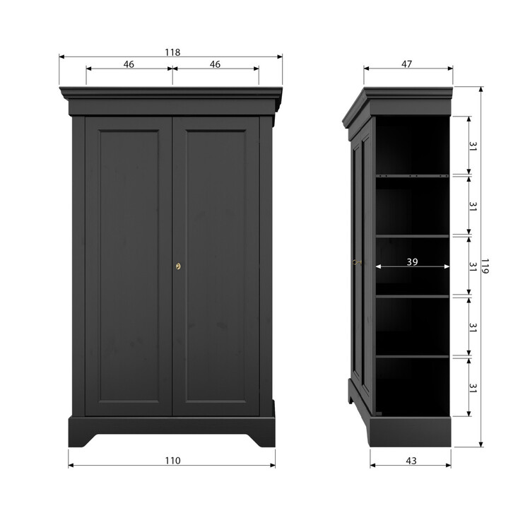 Isabel Pine Storage Cabinet in Black from Accessories for the Home