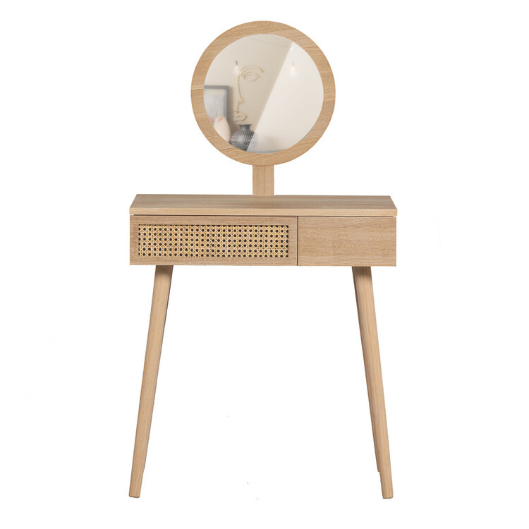 Soof Natural & Rattan Dressing Table with Mirror from Accessories for the Home